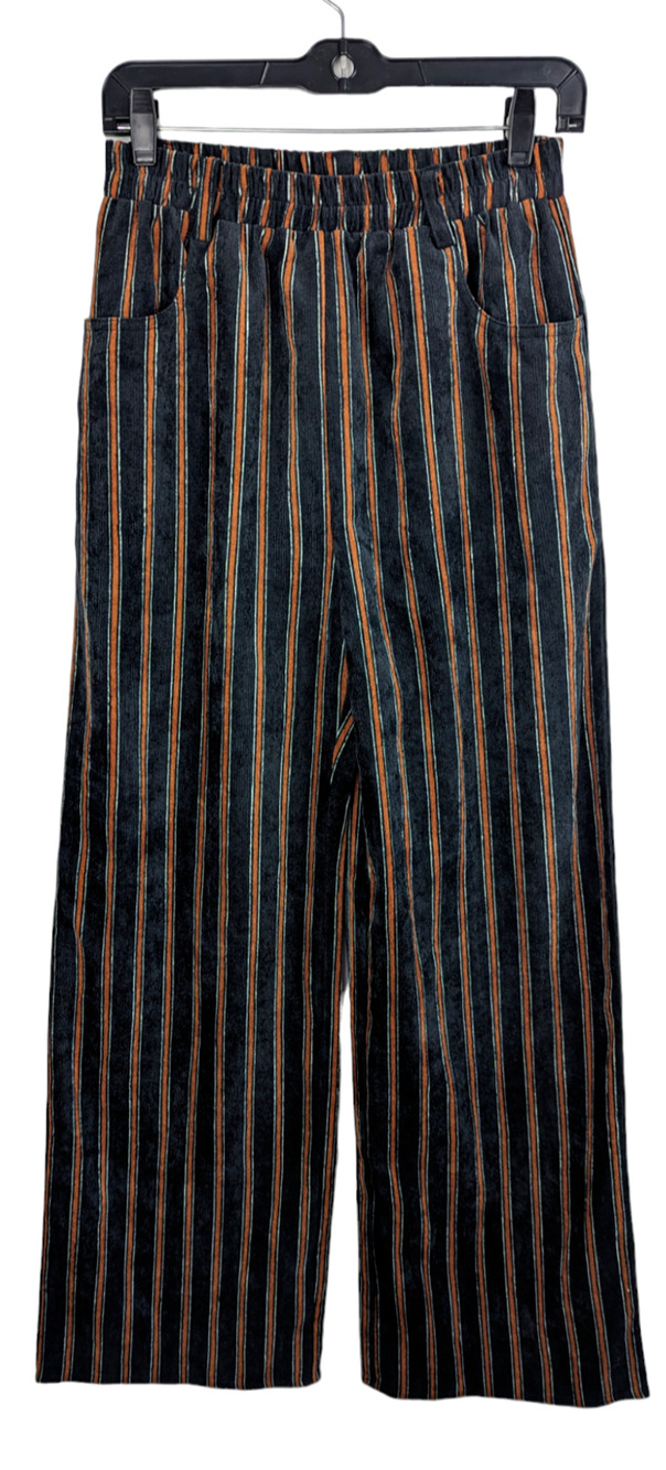 Urban Outfitters Womens Black & Rust Striped High Rise Corduroy Pull On Pants Sm